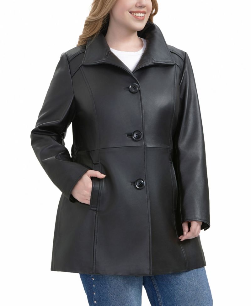 Plus Size Sarai Leather Coat