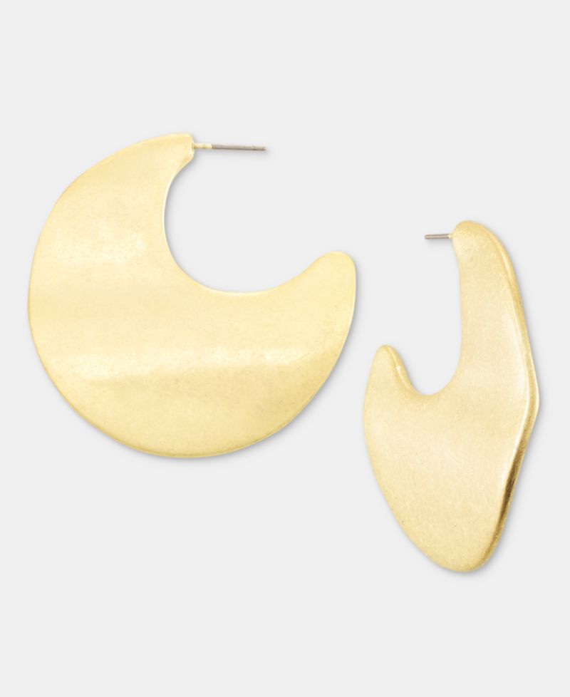 Medium Half-Disc Hoop Earrings, 1.68"