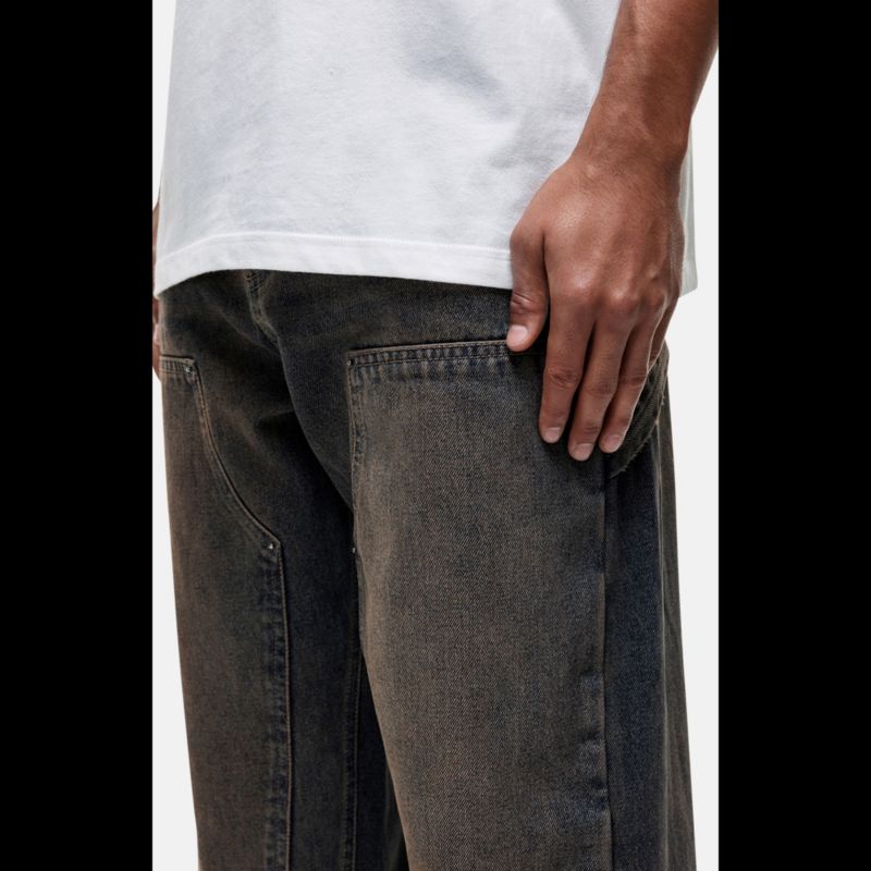 Men's Traipes Blue Washed Baggy Denim Jeans