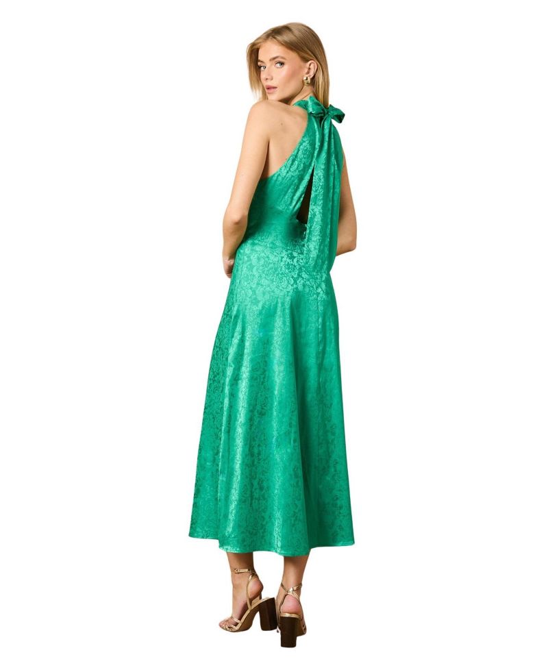 Women's Bias Halterneck Midi Dress