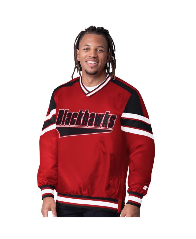 Men's Red Chicago Blackhawks Reliver I V-Neck Pullover Jacket