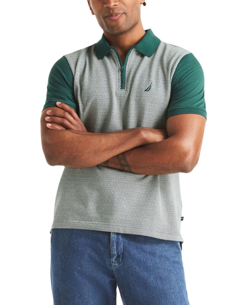 Men's Short-Sleeve Jacquard Polo Shirt
