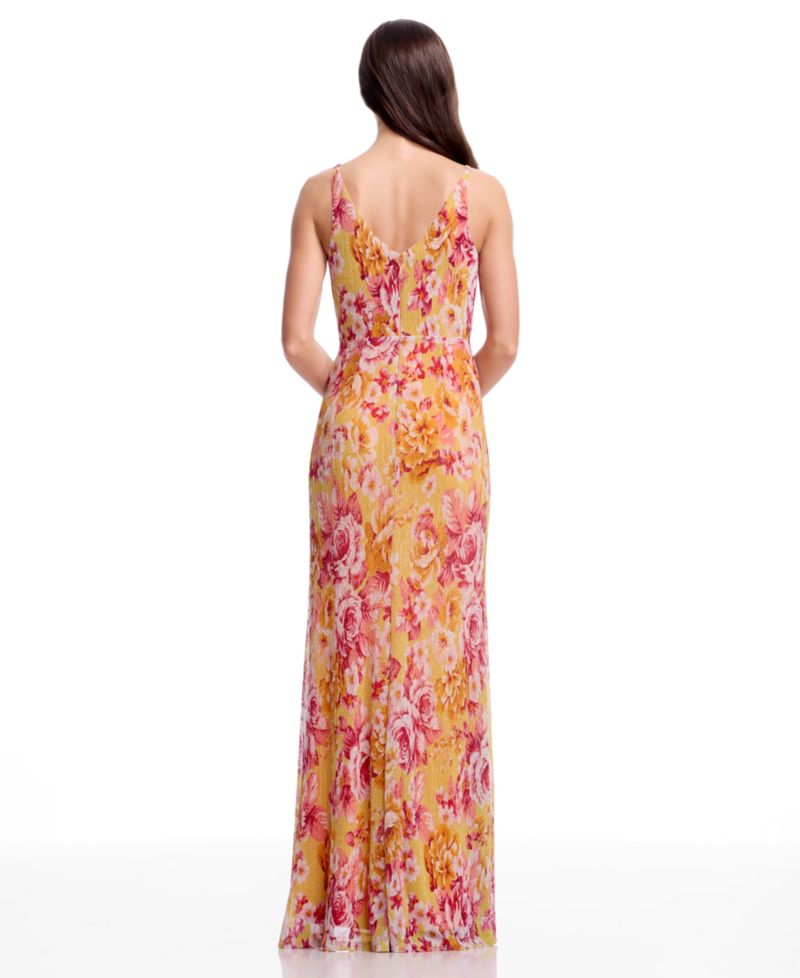 Women's Floral Print Ruched Mermaid Gown