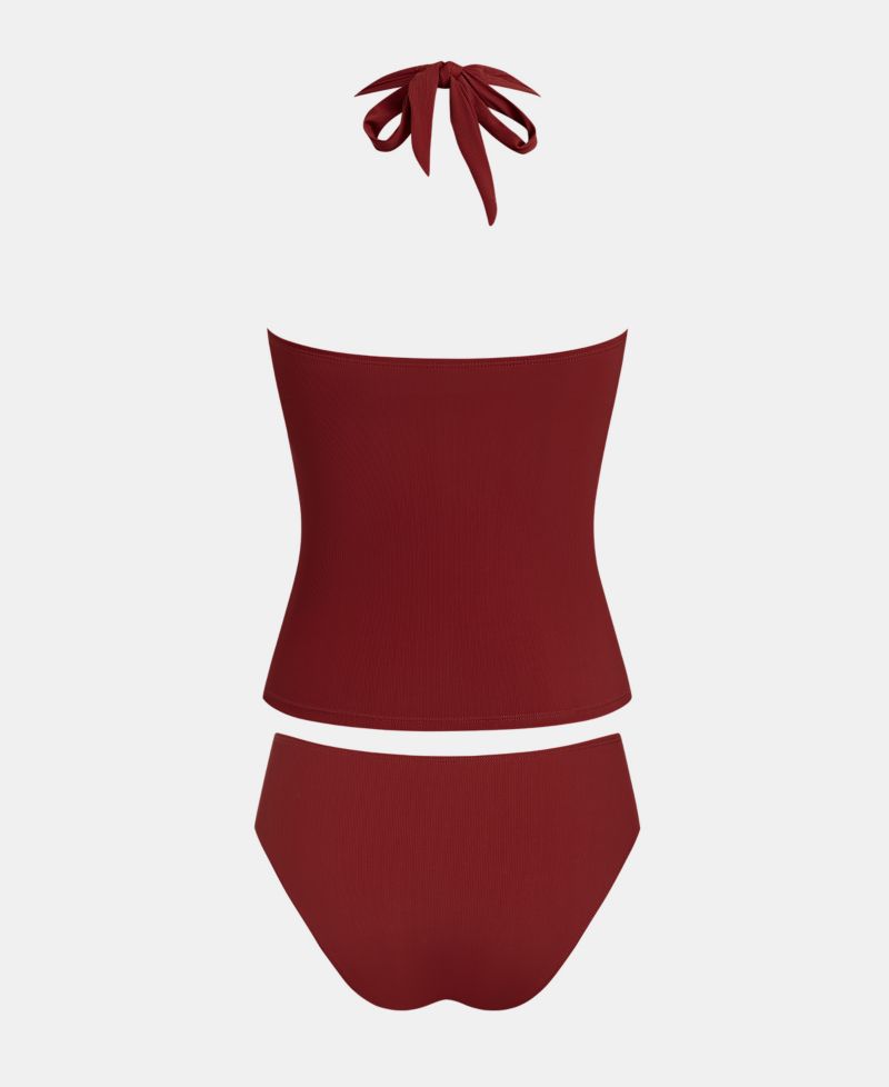 Women's Tankini Set Ruched with Floral Accent