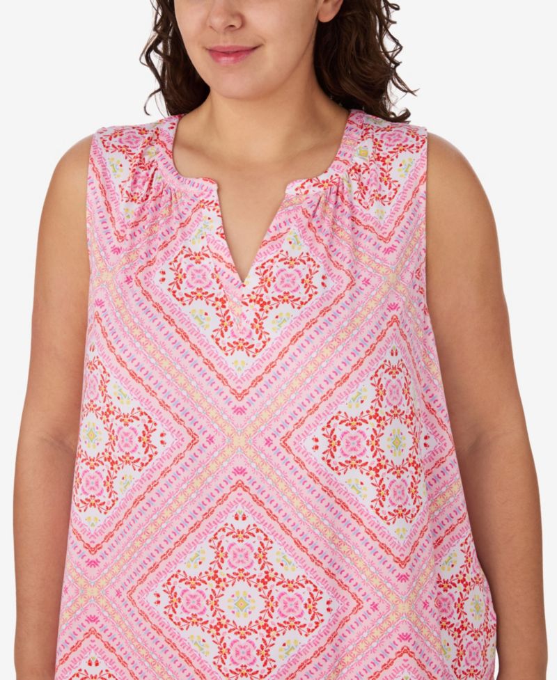 Plus Size Sleeveless Top & Cropped Pajama Pants, 2-Piece Set