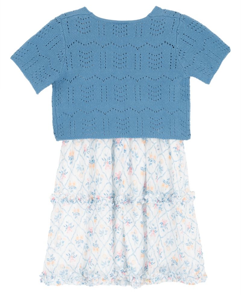 Girls' 7-16 Short-Sleeve Cardigan and Dress, 2-Piece Set