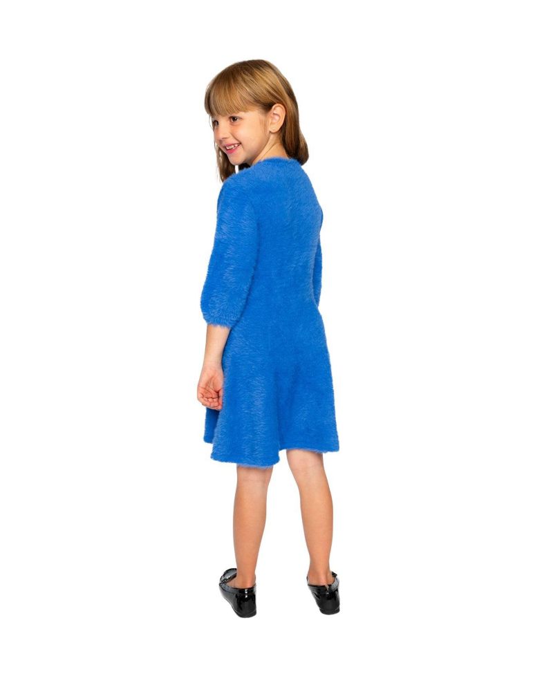 Little and Big Girl (6- 12) Hairy Knitted Dress