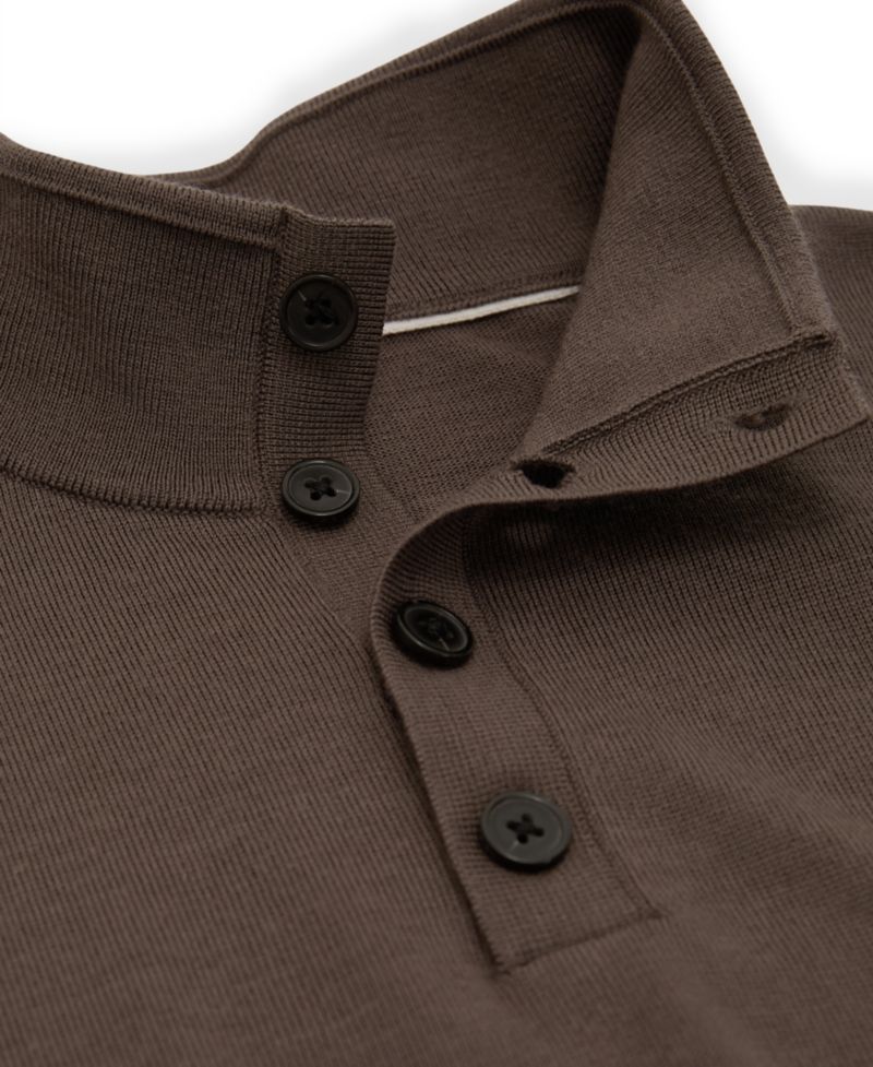 Men's Farnham Merino Wool Slim-Fit Funnel-Neck Half-Button Jumper Sweater