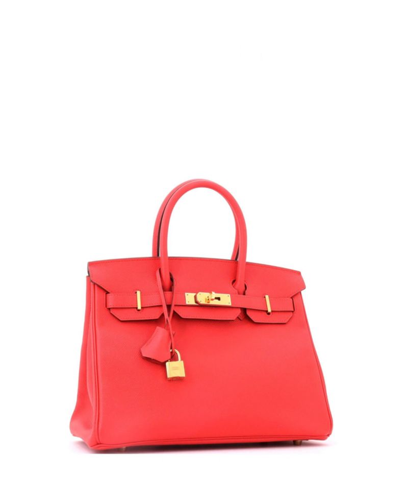 Pre-Owned Hermes Birkin 30 Handbag Red Epsom with Gold Hardware
