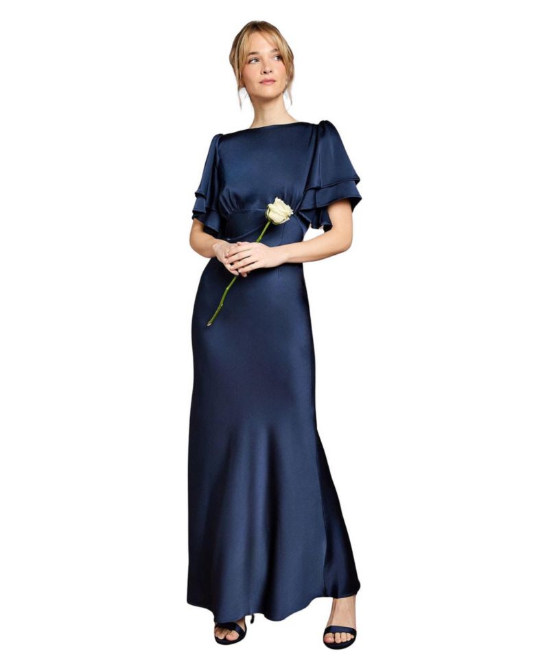 Women's High Neck Crepe Maxi Dress