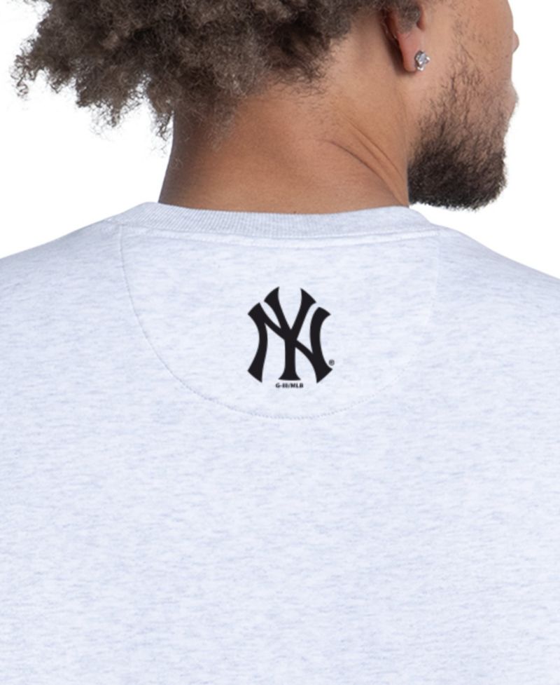 Men's Heather Gray New York Yankees Face of Ice Blue French Terry Sweatshirt