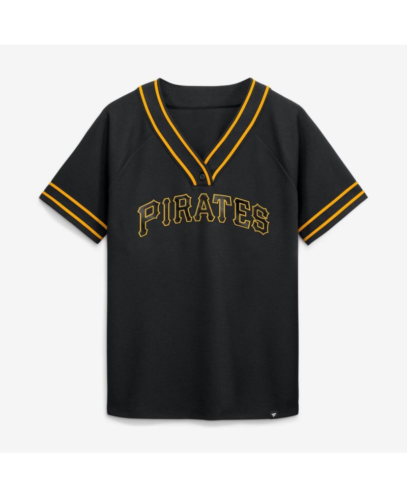 Women's Black Pittsburgh Pirates Diva Race Ahead Raglan V-Neck T-Shirt