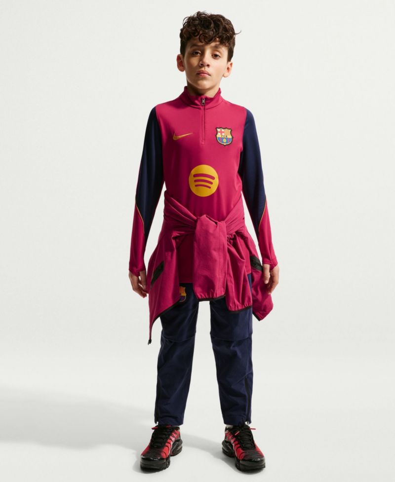 Big Boys and Girls Red Barcelona 2026/27 Strike Dri-FIT Long Sleeve Quarter-Zip Drill Top