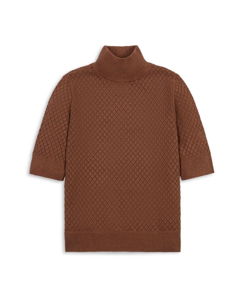 Women's Organic Cotton Diamond Stitch Mock Neck Sweater