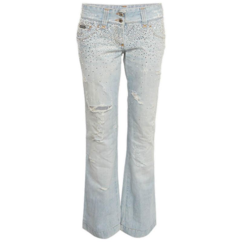 Women's Mid-Rise Rhinestone Boot-Cut Jeans