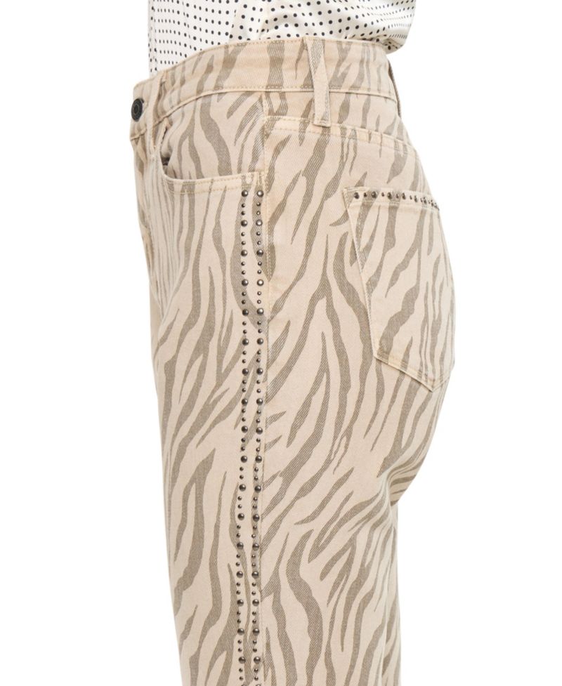 Women's USA Juniors' High Rise Zebra Print Flare Jeans