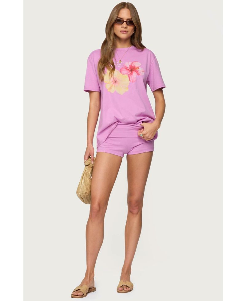 Womens Fleur Hibiscus Graphic T Shirt