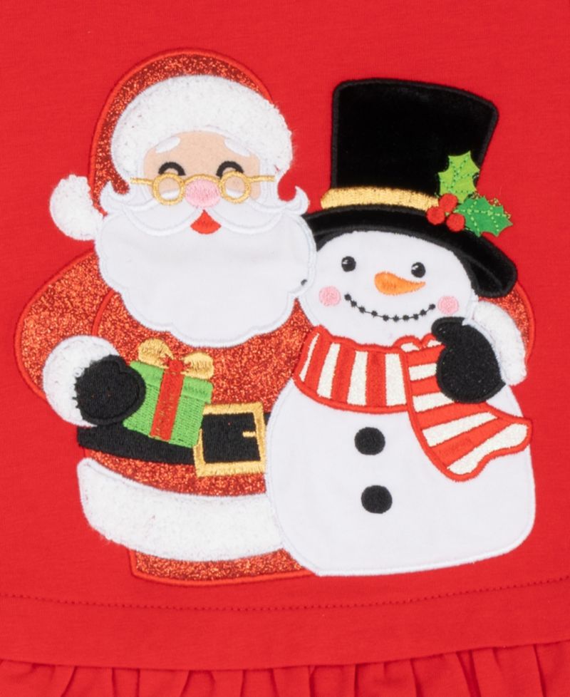 Baby Girls' Solid Knit and Snowman Applique Top and Stripe Knit Leggings, 2-Piece Set
