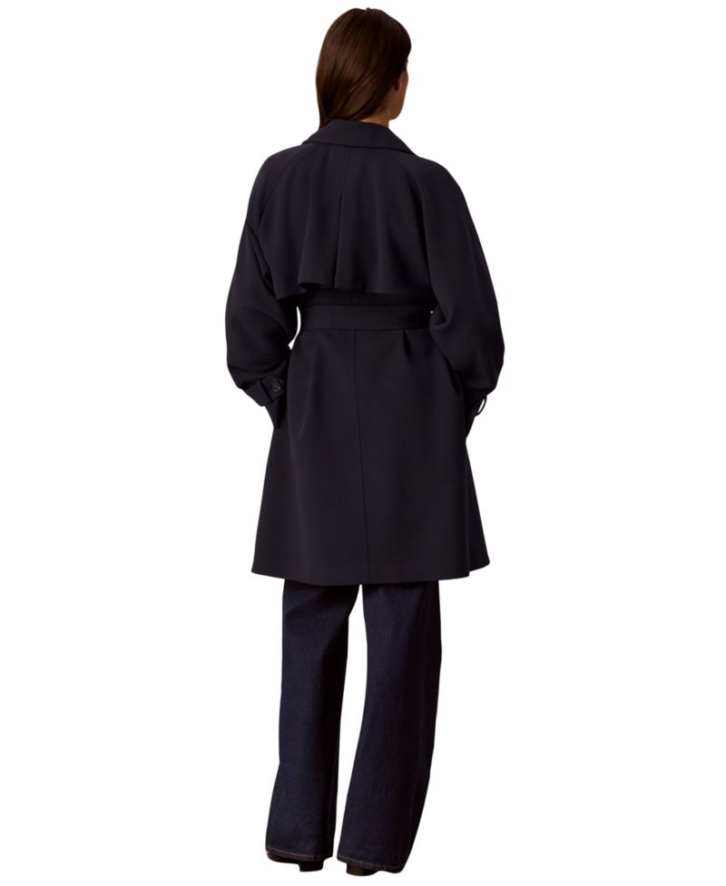 Petite Double-Breasted Belted Trench Coat