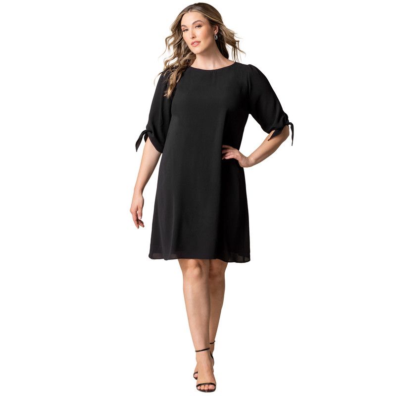 Plus Size Manhattan Shift Dress with Tie Sleeves