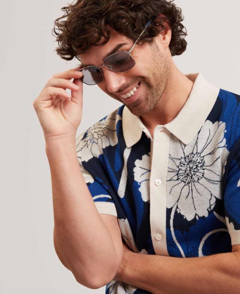 Men's Floral Jacquard Short-Sleeve Shirt