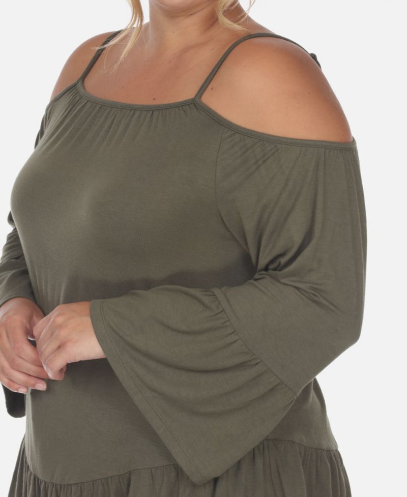 Plus Size Cold Shoulder Ruffle Sleeve Top