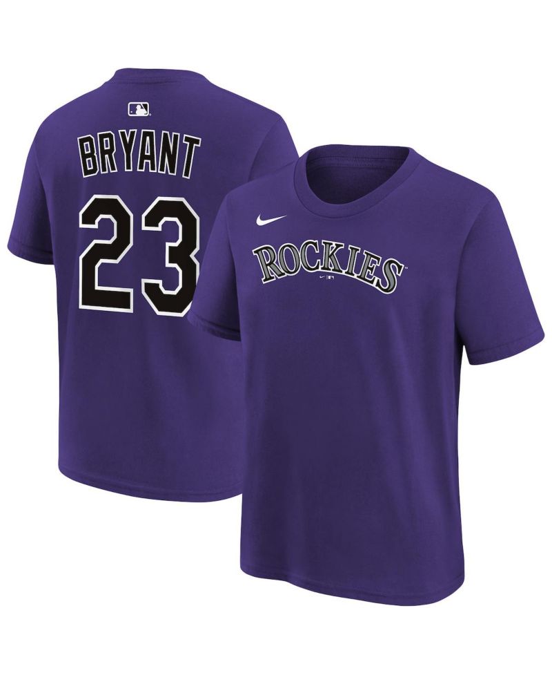Big Boys and Girls Kris Bryant Purple Colorado Rockies Name & Number T-Shirt