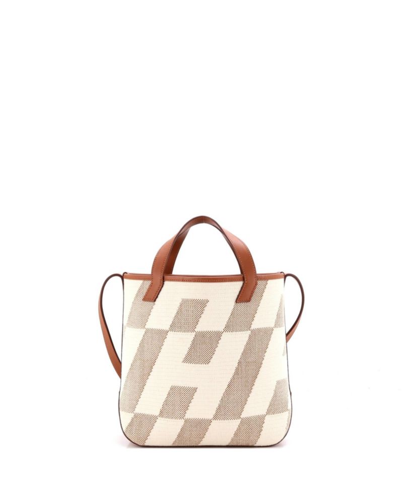 27 Cabas H en Biais Tote Canvas with Leather