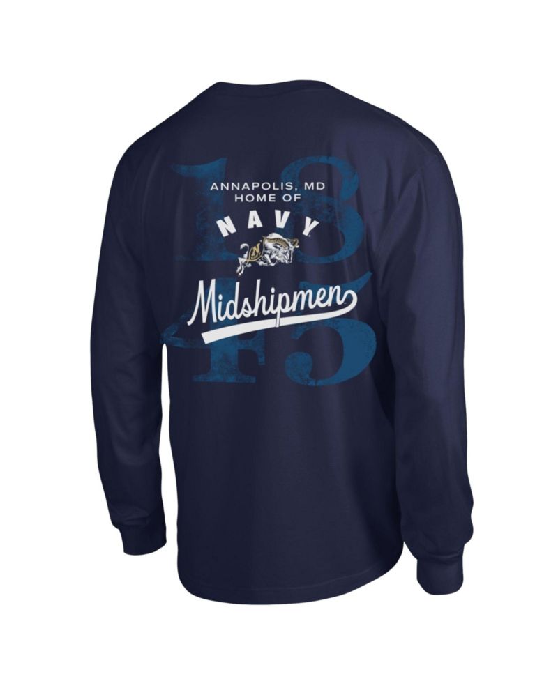 Men's Navy Midshipmen Laminated All-Star Long Sleeve T-Shirt