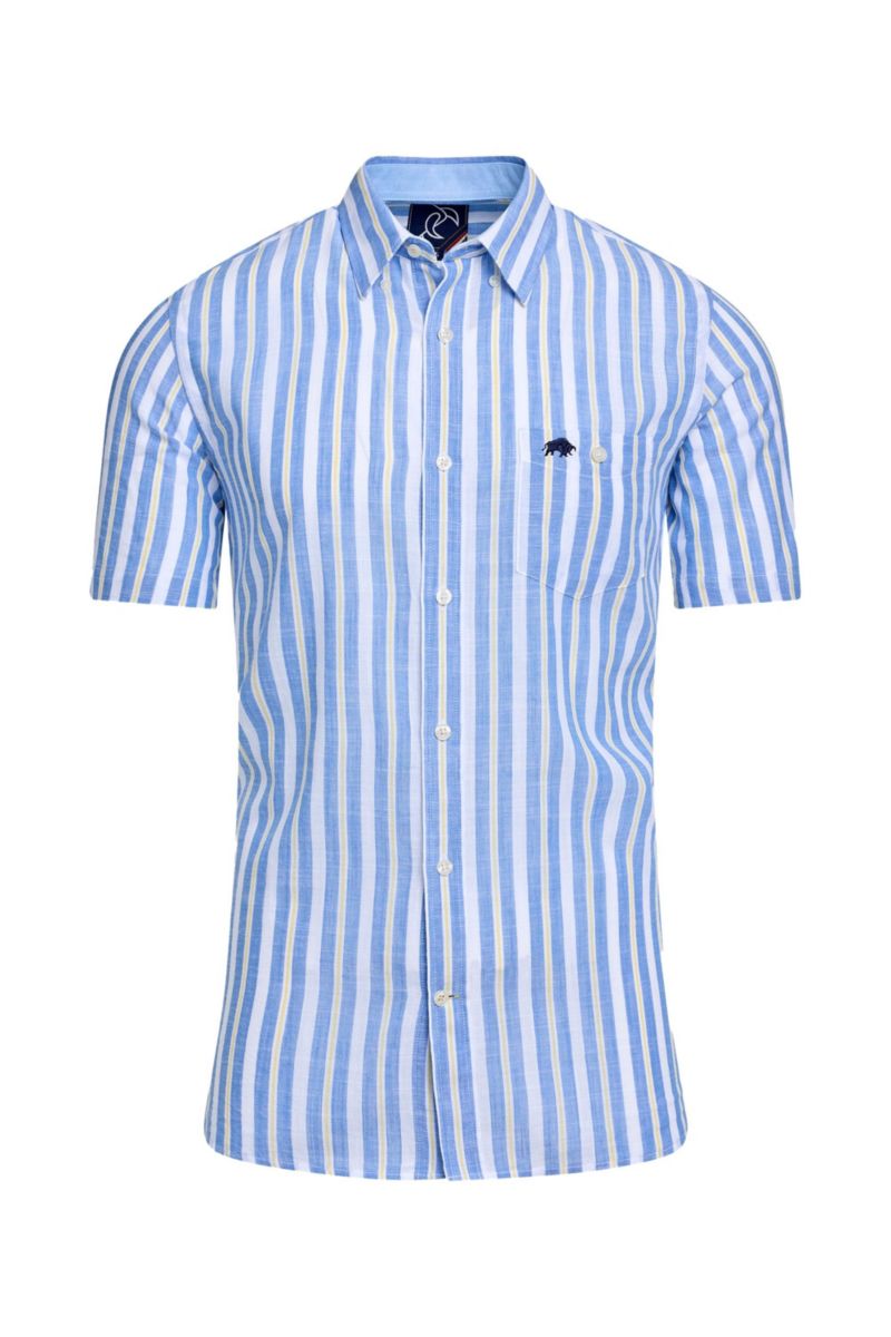 Men's Short Sleeve Cotton Linen Look Shirt