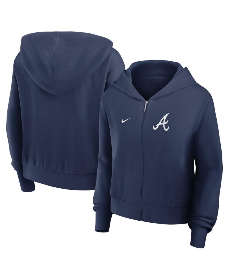 Women's Navy Atlanta Braves Chill Full-Zip Hoodie