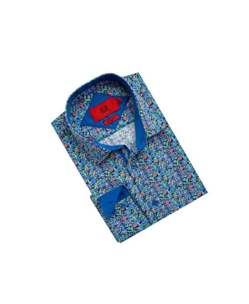 Men's Slim Fit Paisley Print Button-Down Shirt By