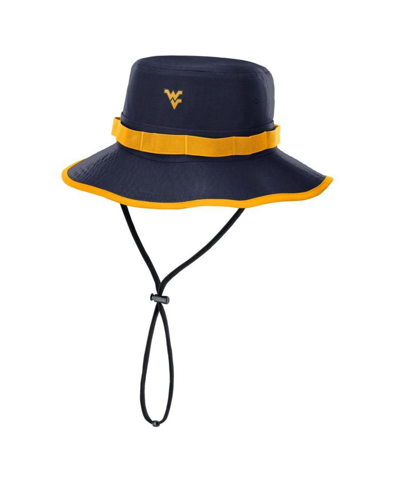 Men's Navy West Virginia Mountaineers 2025 Sideline Apex Boonie Performance Bucket Hat