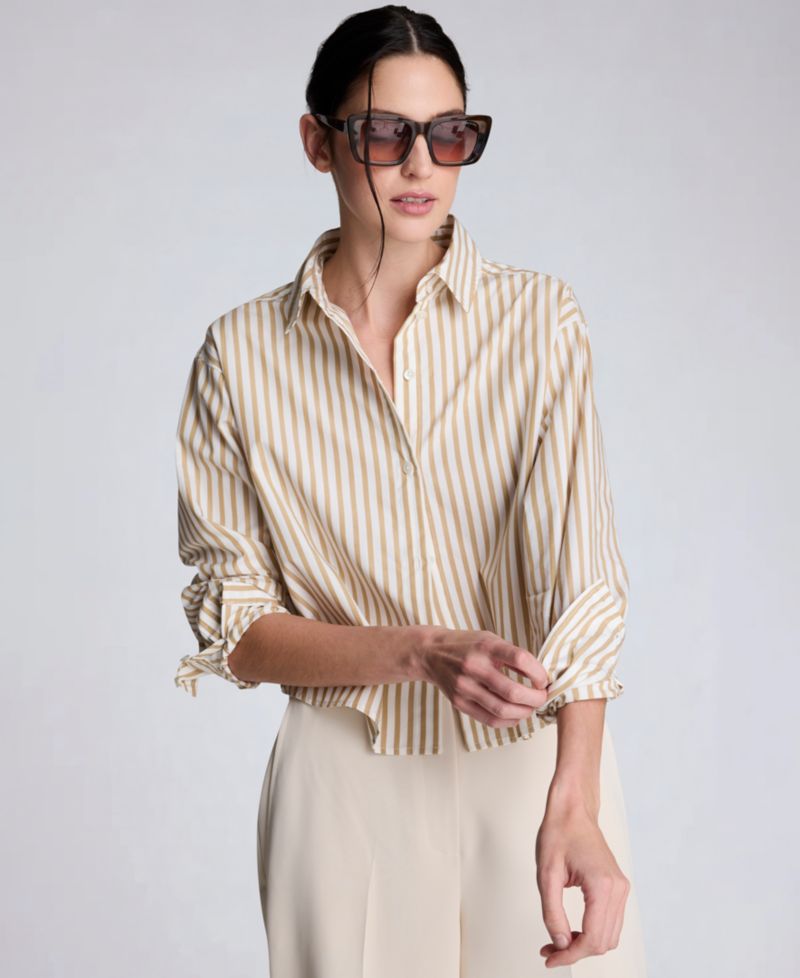 Women's Button-Front Cropped Shirt