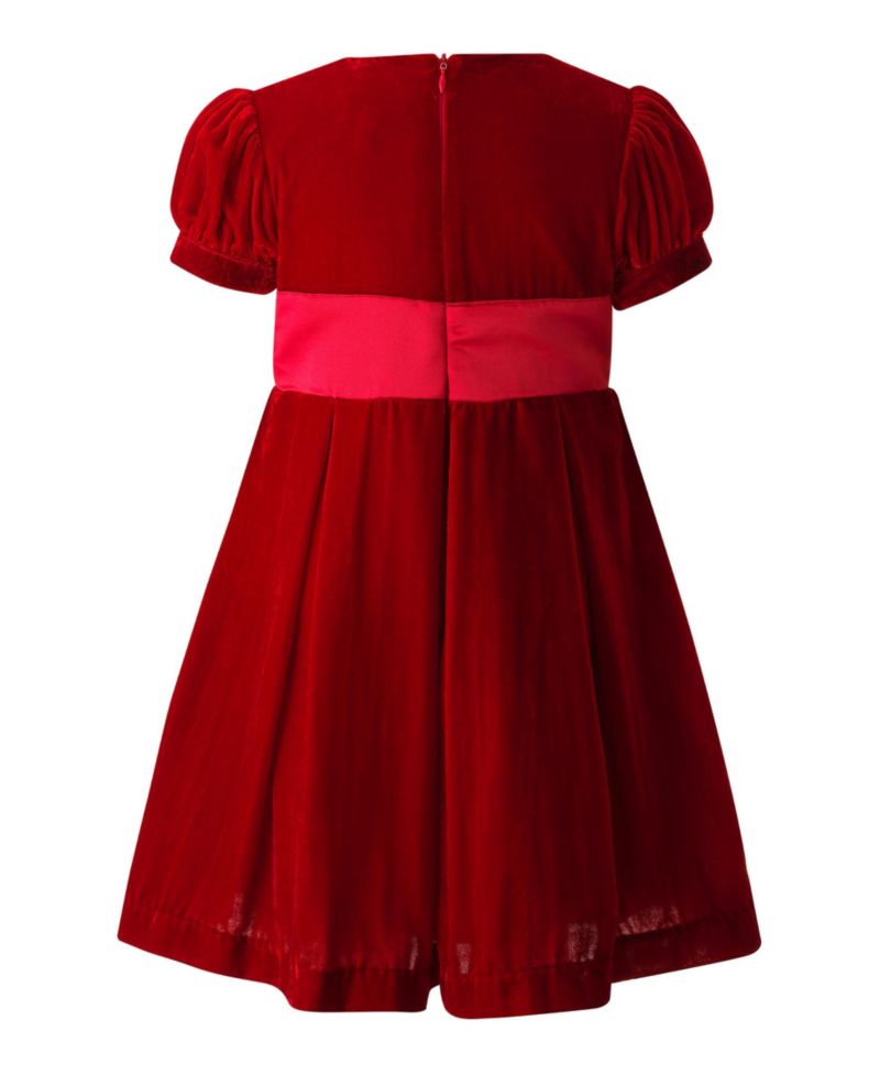 Toddler Girls' 2T-5T Crushed Velvet Puff-Sleeve Bow Dress