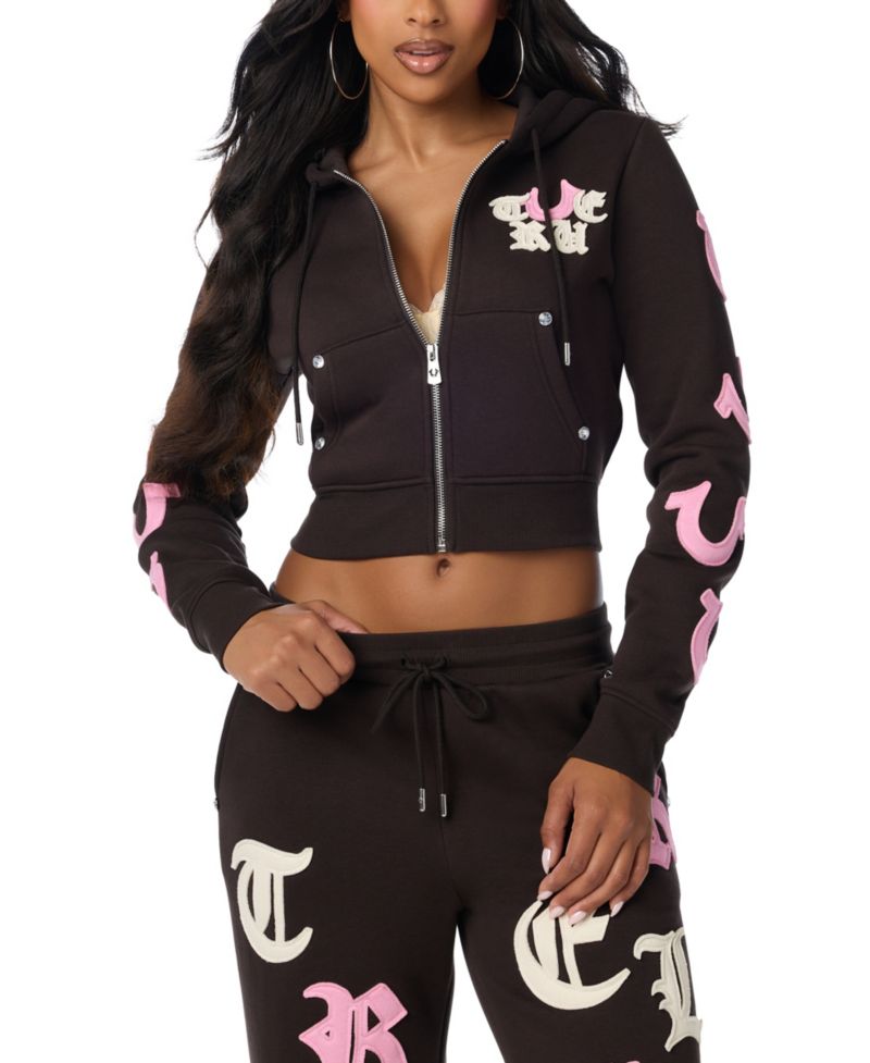 Women's Graphic Cropped Full Zip Hoodie