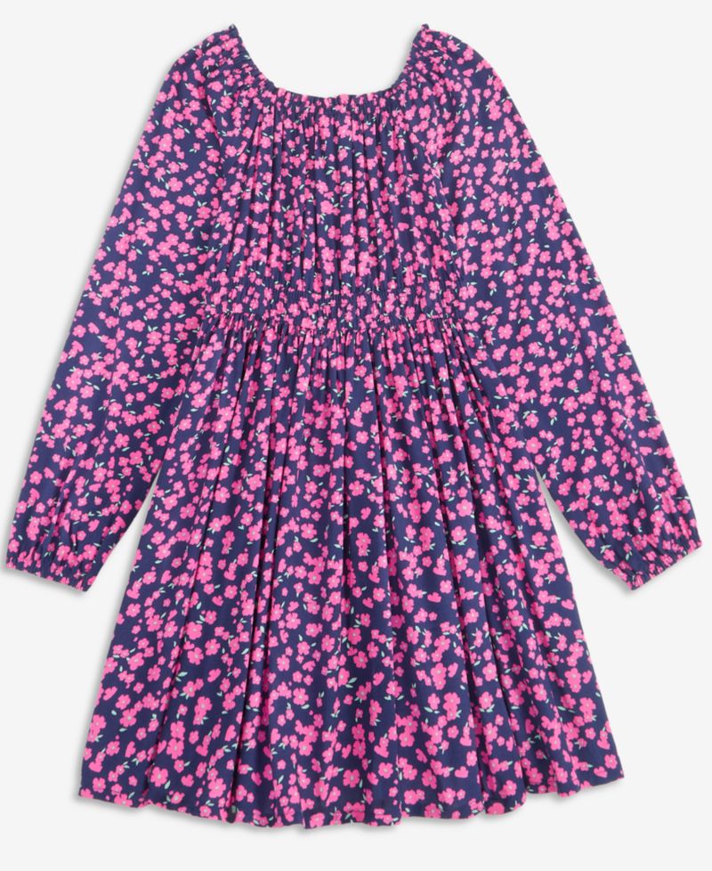 Girls' XS-XL Long-Sleeve Ditsy Garden-Print Dress