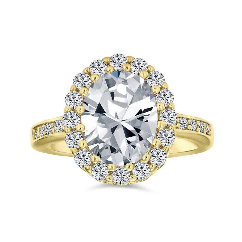 4CTW Cubic Zirconia CZ Oval Halo Cocktail Statement Ring Sterling Silver