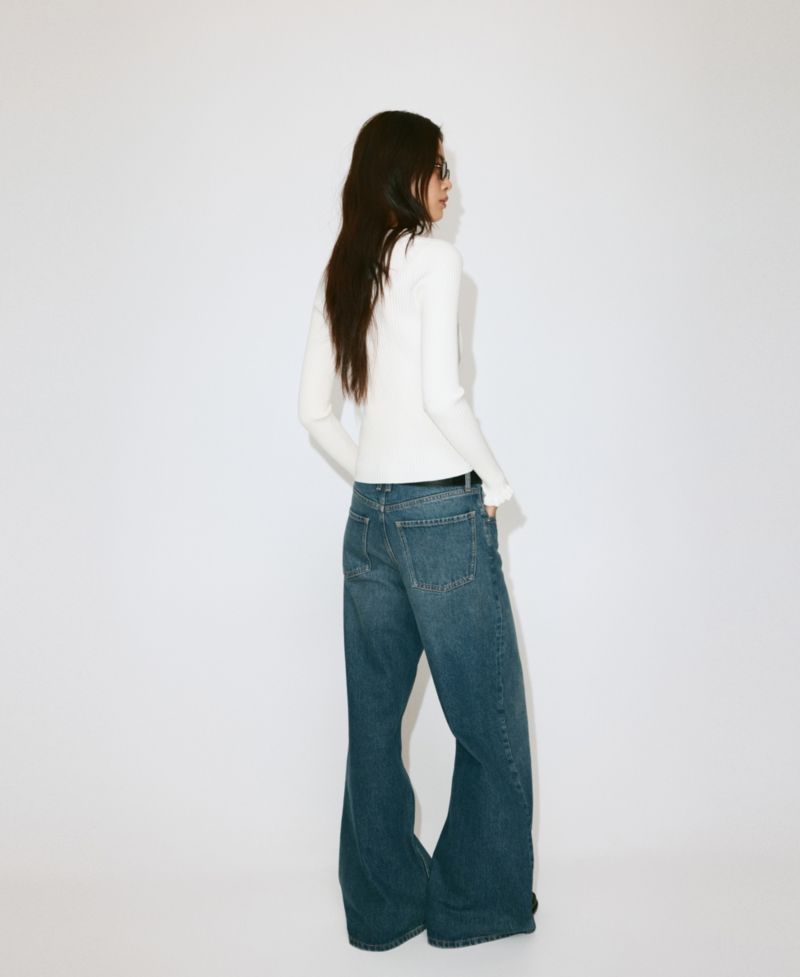 Women's Ribbed Frilled Cardigan