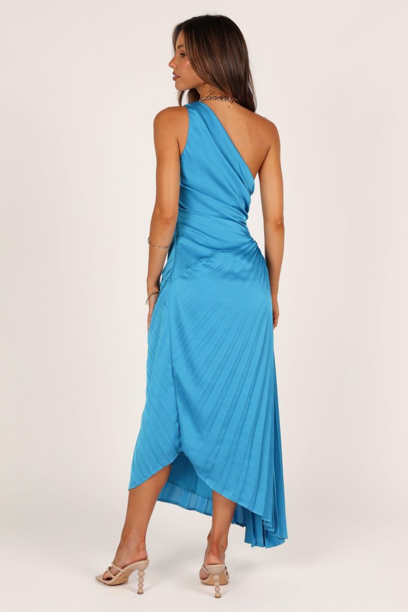 Flin Pleated One Shoulder Midi Dress