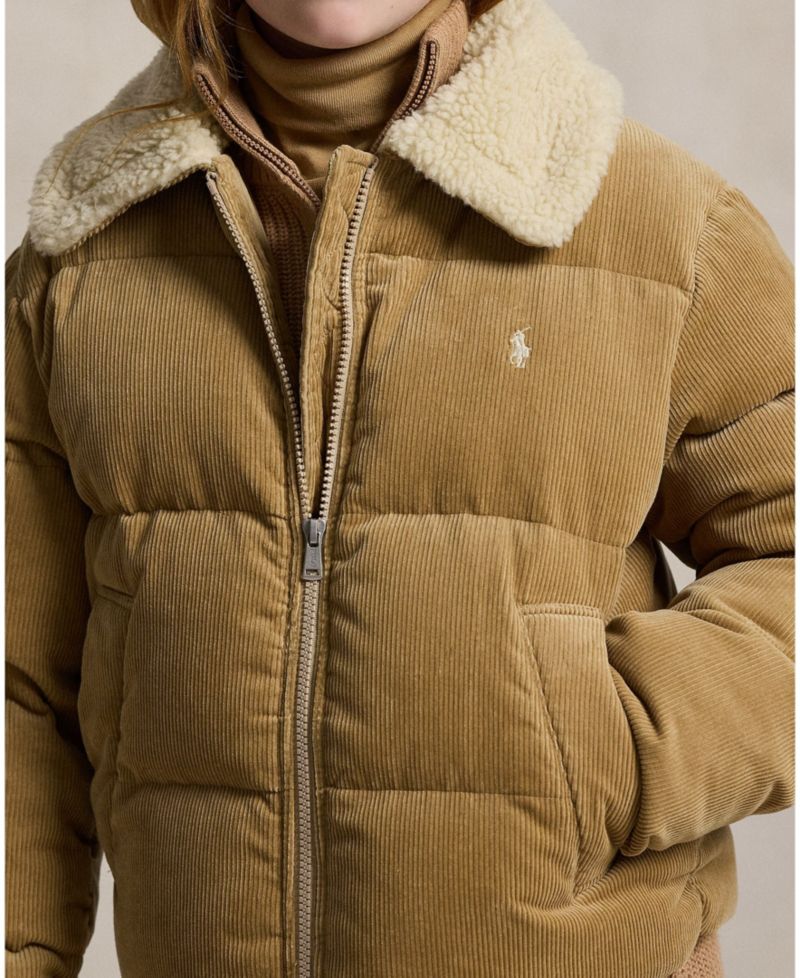 Girls' 7-16 Cotton Corduroy Down Jacket