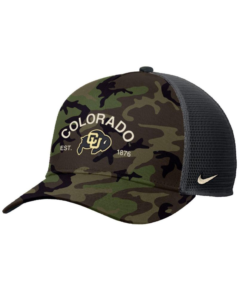 Men's Camo Colorado Buffaloes 2025 Military Appreciation Rise Adjustable Trucker Hat