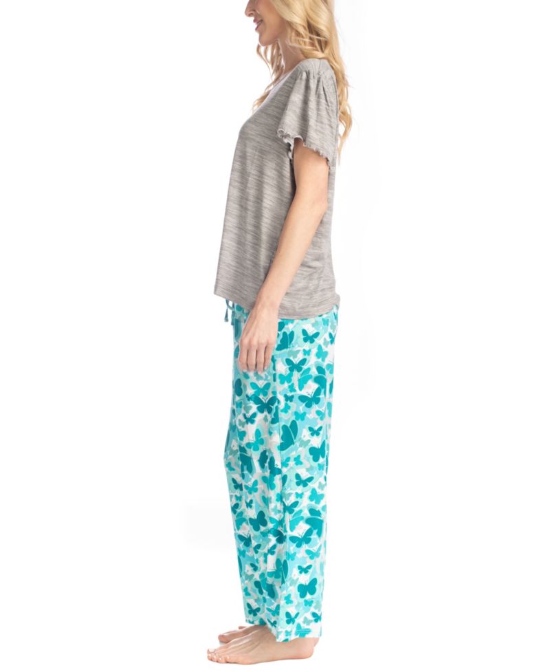 Women's Artistic Garden Round Neck Top and Ankle Pants