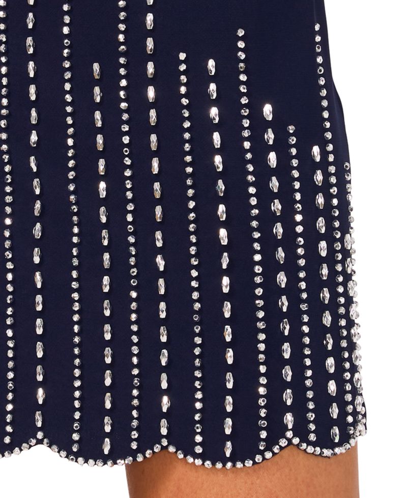 Petite Embellished Cape-Overlay Shift Dress