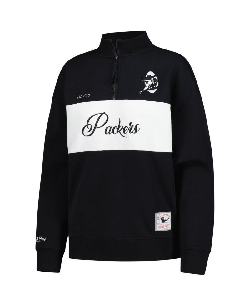 Women's Black Green Bay Packers Quarter-Zip Jacket