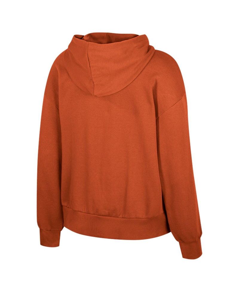 Women's Texas Orange Texas Longhorns Reflection Rhinestone Drawcord Pullover Hoodie