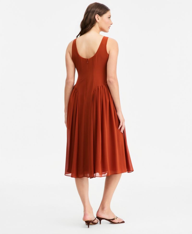 Plus Size Drop-Waist Midi Dress
