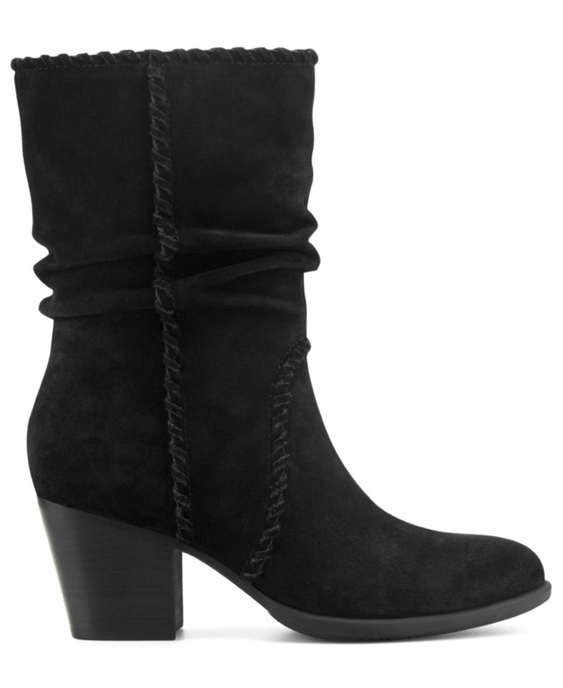 Women's Venla Suede Slouch Whipstitch Block Heel Boots