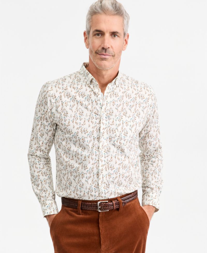Men's Floral Poplin Button-Down Shirt