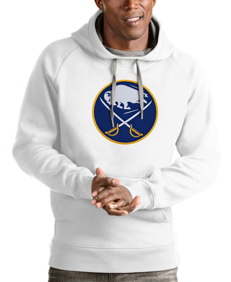 Men's White Buffalo Sabres Logo Victory Pullover Hoodie